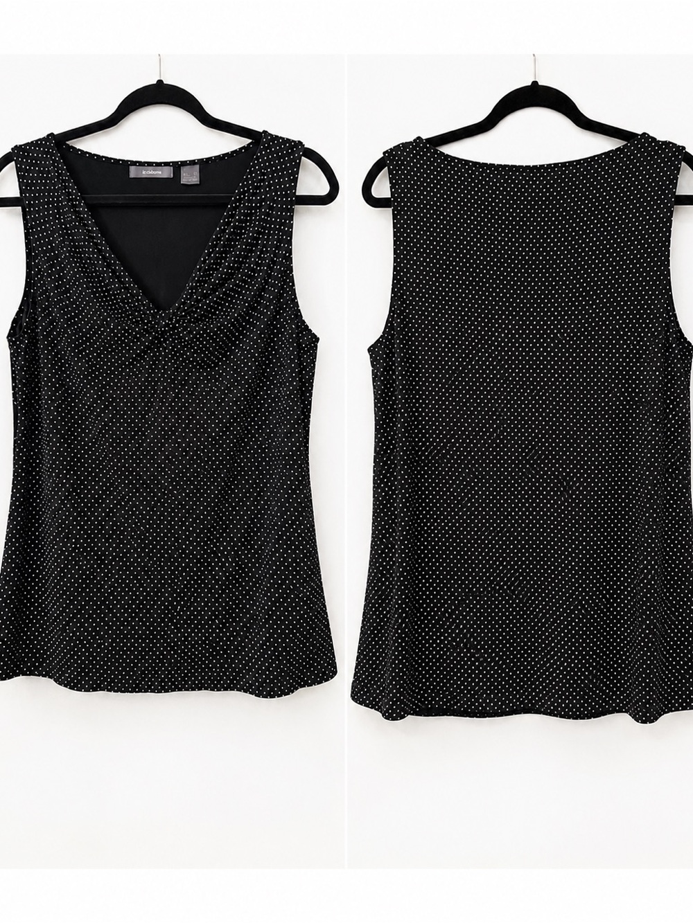 Liz Claiborne Black Polka Dot Twist-Front Sleeveless Camisole